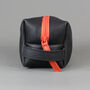 Black Leather Cosmetics Bag With Orange Zip, thumbnail 7 of 8