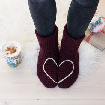 Hidden Love Heart Crochet Slipper Socks, 9 of 12