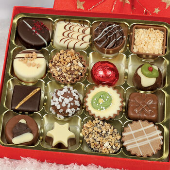 Red Glitter Festive Chocolate Box With 16 Luxury Chocolates, 2 of 3