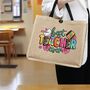 Printed Best Teacher Ever Canvas Tote Bag Teachers Gift, thumbnail 5 of 6