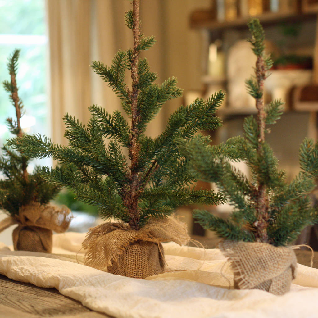 Faux Christmas Trees For Tables / Desks Hessian Base By The Wedding of