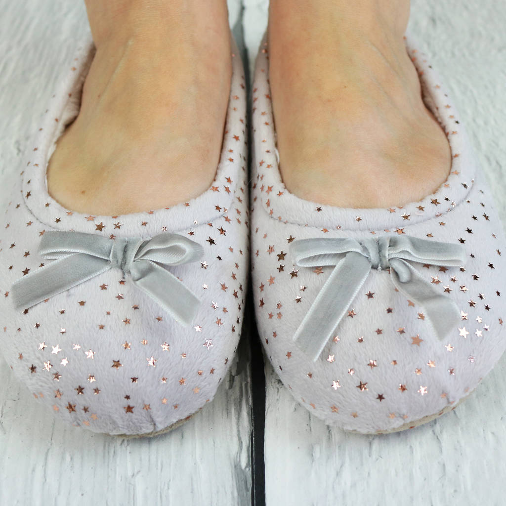 Rose Gold Star Velvet Ballet Slippers By Hayley & Co | notonthehighstreet.com