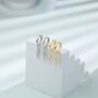 Sterling Silver Cz Lightning Bolt Huggie Hoop Earrings, thumbnail 3 of 10