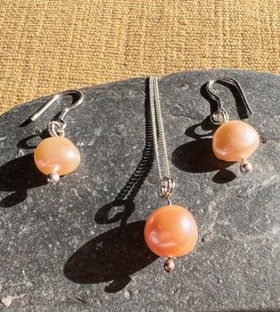 Pearl Necklace With Matching Earrings Choice Of Colours, 2 of 4