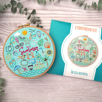 Hello Summer Embroidery Kit, Holiday Seasonal Diy Craft Kit, 2 of 6
