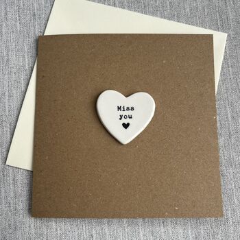 Miss You Porcelain Heart Keepsake Card, 2 of 5