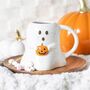 Ghost Shaped Mug With Pumpkin, thumbnail 1 of 2