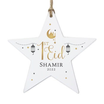 Personalised My 1st Eid Wooden Star Decoration, 2 of 3