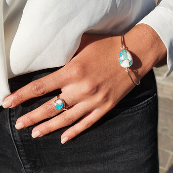18k Rose Gold Vermeil Plated Opal And Turquoise Ring, 2 of 3