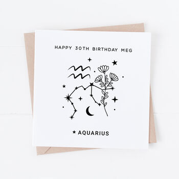 Personalised Aquarius Zodiac Star Sign Card, 2 of 3