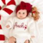 Christmas Personalised Embroidered Candy Cane Knitted Jumper, thumbnail 1 of 10