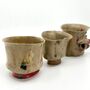 Elegant Footed Ceramic Cup Vase Petals Motive, thumbnail 2 of 11