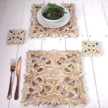 Natural Wooden Placemats Set Four By Za Za Homes | notonthehighstreet.com