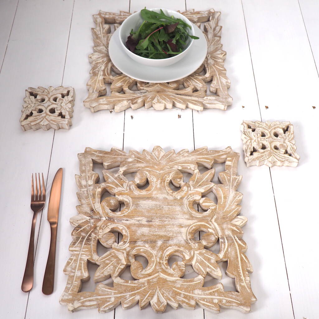 Natural Wooden Placemats Set Four By Za Za Homes