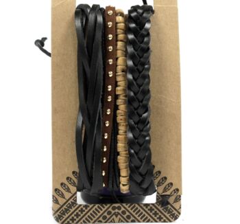 Mens Leather Bracelets Gift Set, 2 of 3