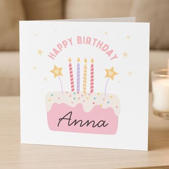 Personalised Birthday Cake Card For Daughter, Granddaughter, Goddaughter, 5 of 8