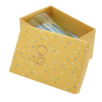 60th Birthday Keepsake Pint Beer Glass Gift, 3 of 4