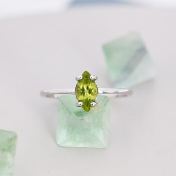 Genuine Green Peridot Crystal Ring In Sterling Silver, 3 of 12