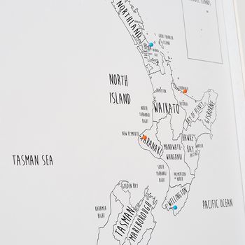 Personalised New Zealand Pin Board Map, 6 of 10
