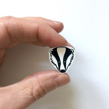 Badger Pin Badge. Handmade, 2 of 2