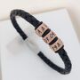 Personalised Braided Leather Bracelet With Engraved Rings – Christmas Gifts For Men, thumbnail 3 of 9