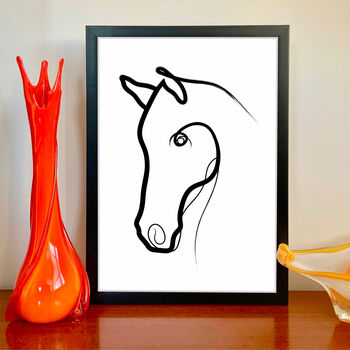 Horse Portrait Minimal Line Drawing Print, 3 of 4