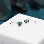 Emerald Green 4mm Cz Huggie Hoop Earrings, thumbnail 4 of 11