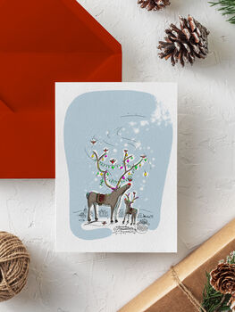 Reindeer Illustration Christmas Card, 2 of 3