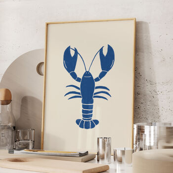 Lobster Linocut Style Print, 3 of 5