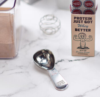 Personalised 'Whey Into You' Couples Metal Protein Scoop, 3 of 7