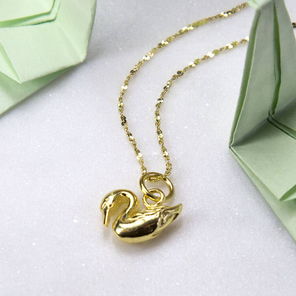 Gold Plated Sterling Silver Swan Necklace By Martha Jackson Sterling ...