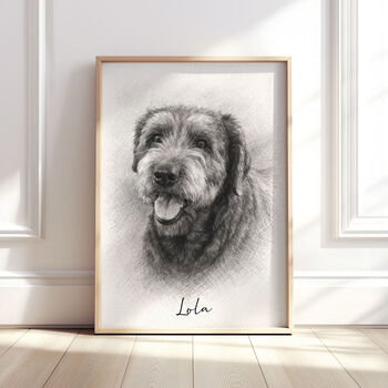 Personalised Black And White Pencil Sketch Pet Portrait, 6 of 12