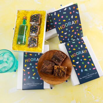 'Hooray!' Gluten Free Brownies And Gin Gift, 3 of 3