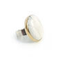 Howlite Gemstone Ring Set In 9 Ct Gold And Silver, thumbnail 1 of 5