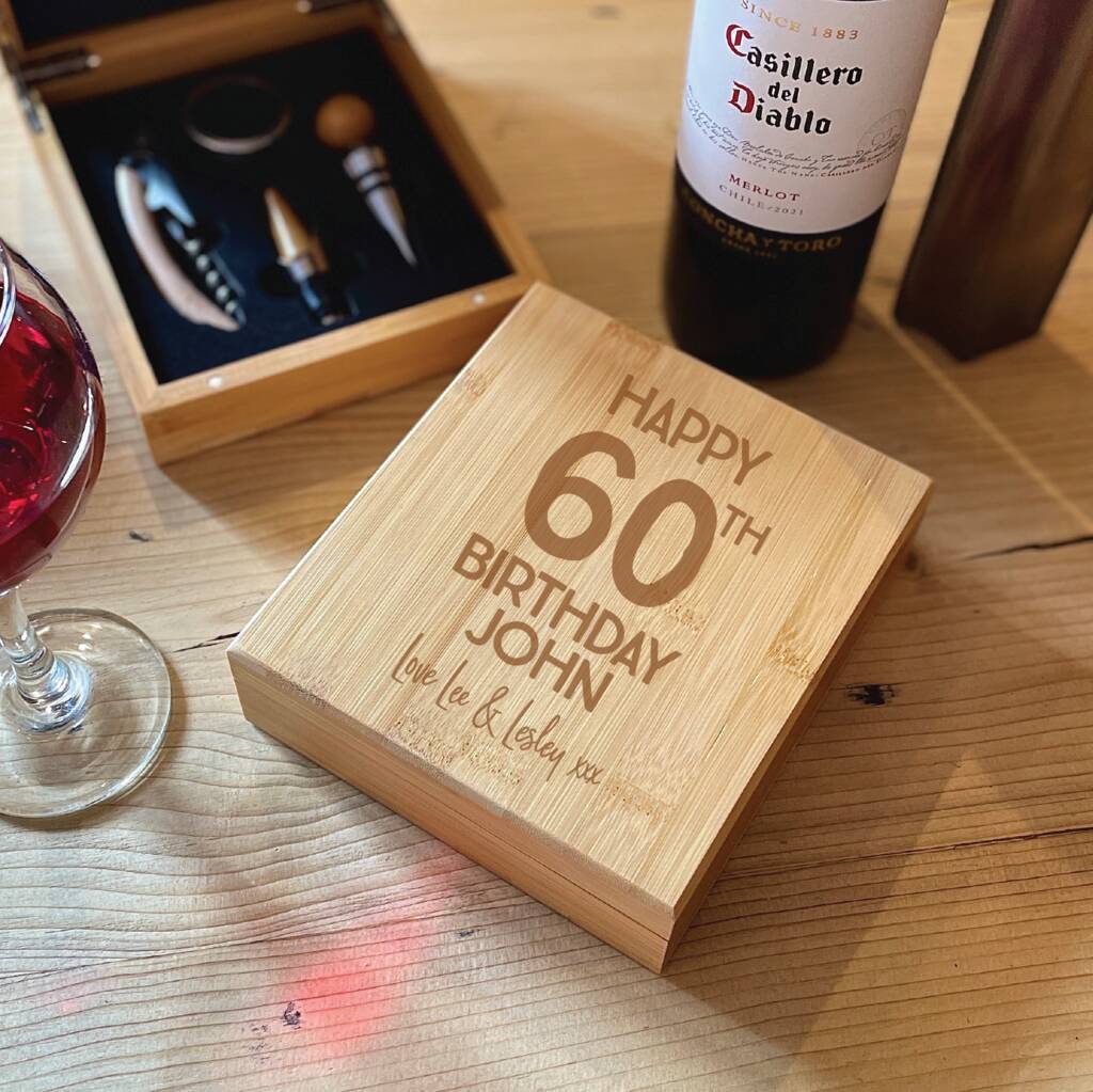 Personalised 60th Birthday Wine Gift Set, 1 of 3