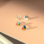 Sterling Silver Rainbow Enamel Heart Stud Earrings, thumbnail 2 of 7
