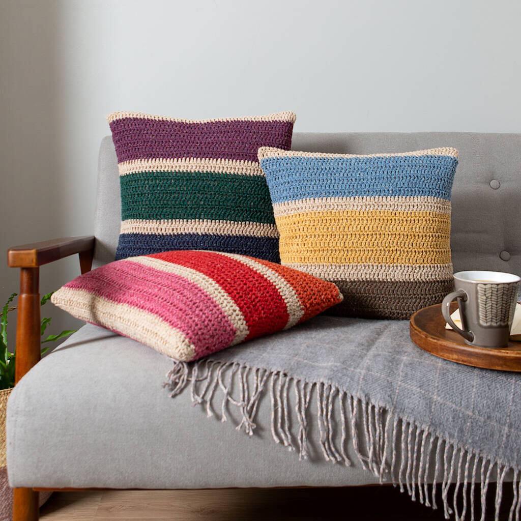 Rainbow Stripe Cushion Crochet Kit, 1 of 12