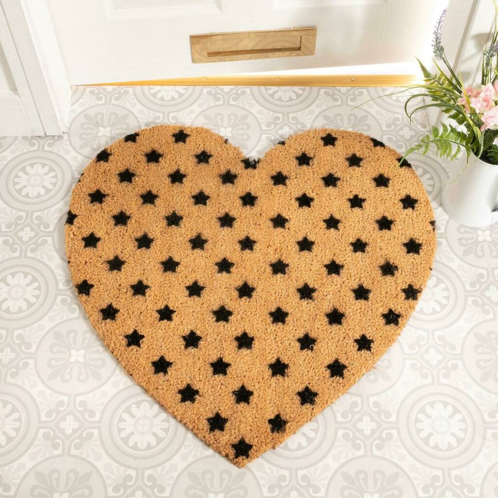 Multi Stars Heart Shaped Print Doormat By Lime Lace