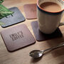Personalised Recycled Vintage Leather Set Of Coasters, thumbnail 9 of 10