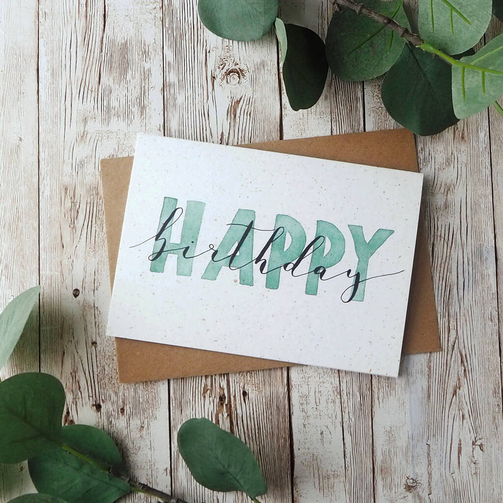 Green Calligraphy Happy Birthday Card By Callisto Design Co.