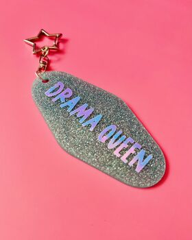 The 'Drama Queen' Motel Keyring — Sparkle Edition / Retro Glitter Key Fob / Funny Gift For Her, 2 of 6