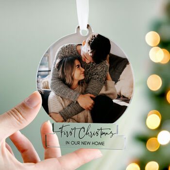 First Christmas New Home Photo Ornament Acrylic Gift, 8 of 11