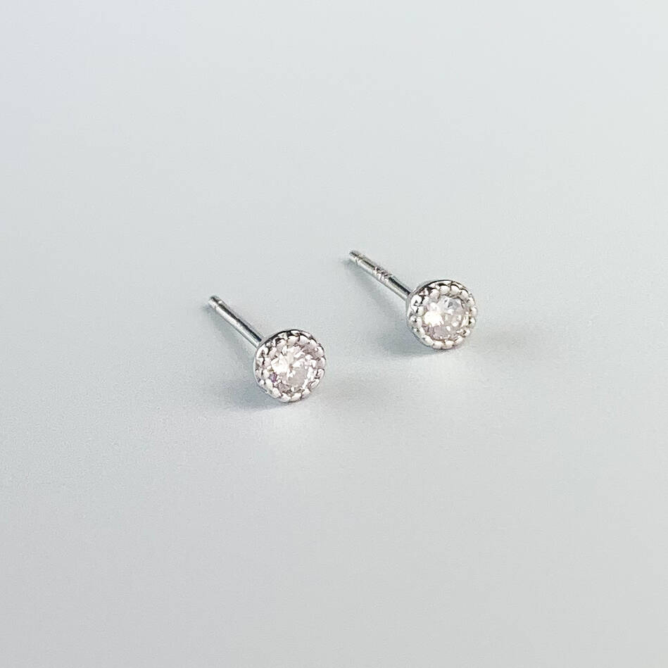 Sterling Silver Circular Crystal Stud Earrings, 1 of 4