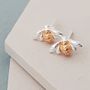 Silver And Golden Bee Earrings, thumbnail 5 of 6
