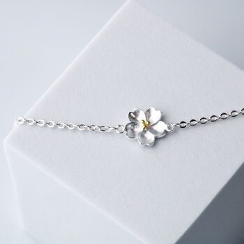 Sterling Silver Sakura Flower Bracelet, 2 of 5