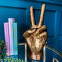 Peace Sign Hand Vase Gold, thumbnail 1 of 4