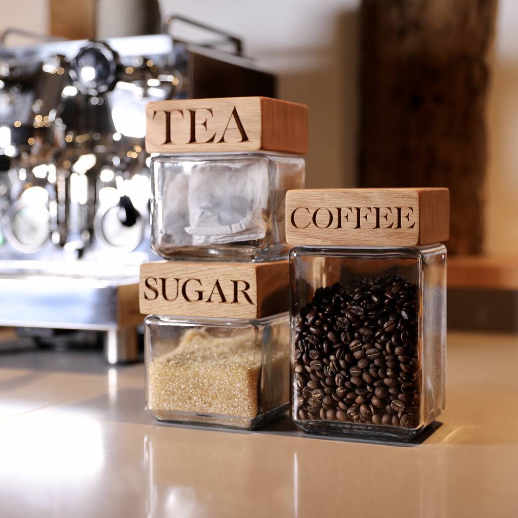 Oak Jars Tea, Coffee And Sugar Set, 1 of 4