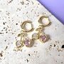Cherry Heart Huggie Hoop Earrings, thumbnail 4 of 6