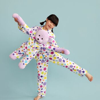 Bubbles Hug Me Girls Pyjama Set With Matching Mega Size Teddy Bear, 6 of 6