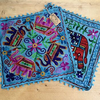 Hand Embroidered Elephant Cushion Cover, 9 of 12
